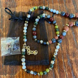 NEW * Graduated POLISHED STONE & JADE * gold spacers NECKLACE Bracelet EARRINGS